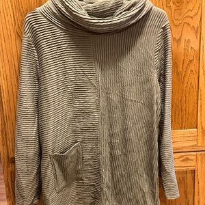 Ribbed Gray Cowl Neck Sweater